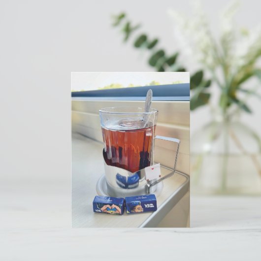 Beker van Hot Tea Train Oekraïne Briefkaart (Staand voorkant)