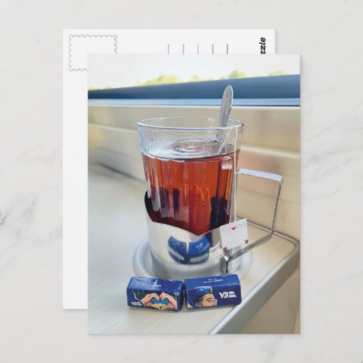 Beker van Hot Tea Train Oekraïne Briefkaart (Voorkant / Achterkant)