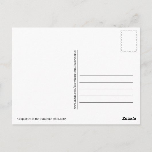 Beker van Hot Tea Train Oekraïne Briefkaart (Achterkant)