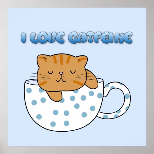 Beker van Kawaii Style met kattefeïne Poster (Voorkant)