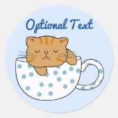 Beker van Kawaii Style met kattefeïne Ronde Sticker (Voorkant)