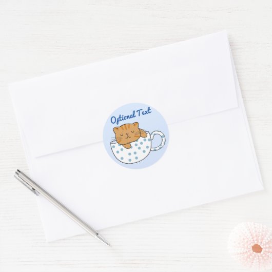 Beker van Kawaii Style met kattefeïne Ronde Sticker (Envelop)