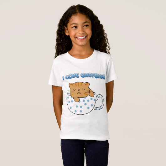 Beker van Kawaii Style met kattefeïne T-shirt (Voorkant volledig)