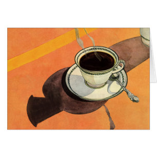  beker van koffie, saucer, Spoon, Retro Diner