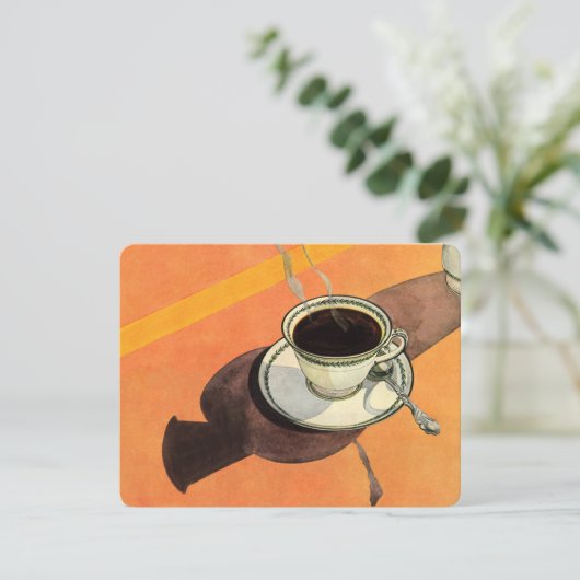  beker van koffie, saucer, Spoon, Retro Diner (Staand voorkant)