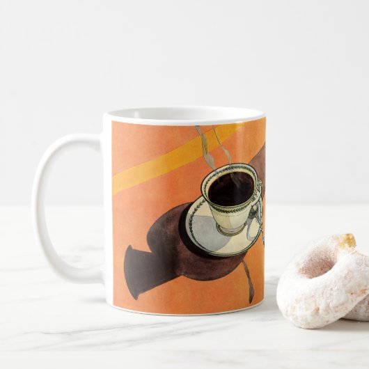  beker van koffie, saucer, Spoon, Retro Diner Koffiemok (Met donut)