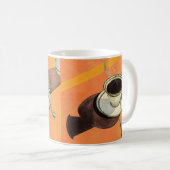 beker van koffie, saucer, Spoon, Retro Diner Koffiemok (Voorkant rechts)