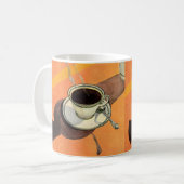  beker van koffie, saucer, Spoon, Retro Diner Koffiemok (Voorkant links)