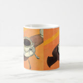  beker van koffie, saucer, Spoon, Retro Diner Koffiemok (Center)