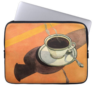  beker van koffie, saucer, Spoon, Retro Diner Laptop Sleeve