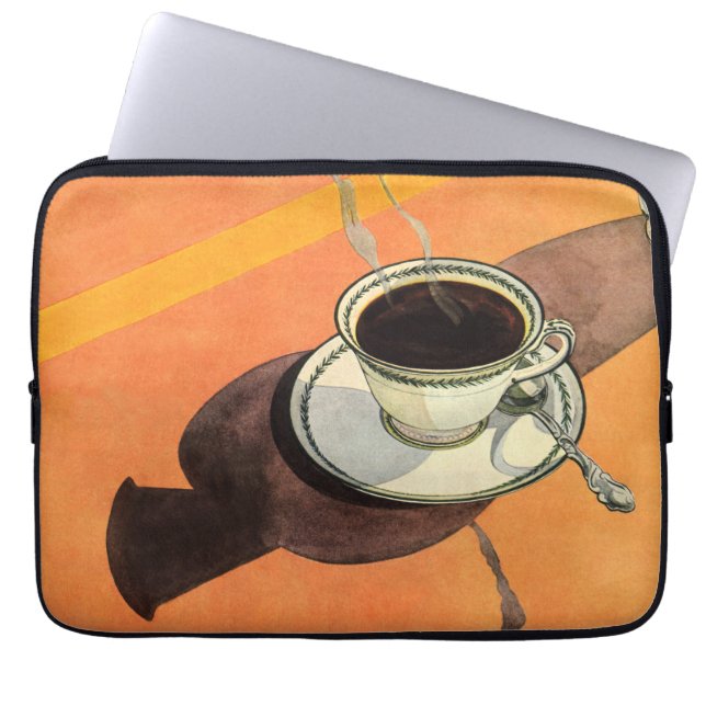  beker van koffie, saucer, Spoon, Retro Diner Laptop Sleeve (Voorkant)