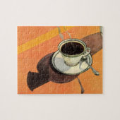  beker van koffie, saucer, Spoon, Retro Diner Legpuzzel (Horizontaal)