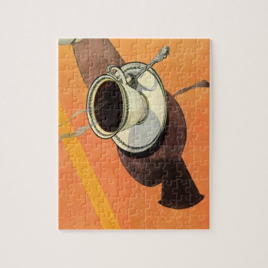  beker van koffie, saucer, Spoon, Retro Diner Legpuzzel (Verticaal)