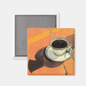 beker van koffie, saucer, Spoon, Retro Diner Magneet (Voorkant / Achterkant)