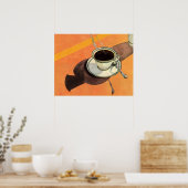  beker van koffie, saucer, Spoon, Retro Diner Poster (Keuken)