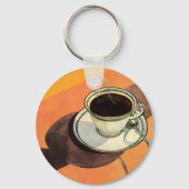 beker van koffie, saucer, Spoon, Retro Diner Sleutelhanger (Voorkant)