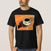  beker van koffie, saucer, Spoon, Retro Diner T-shirt (Voorkant)