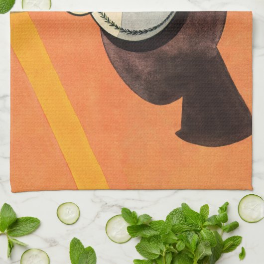  beker van koffie, saucer, Spoon, Retro Diner Theedoek (Gevouwen)