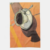 beker van koffie, saucer, Spoon, Retro Diner Theedoek (Verticaal)