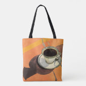  beker van koffie, saucer, Spoon, Retro Diner Tote Bag (Achterkant)
