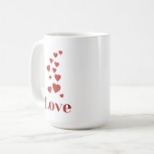 Beker van LIEFDE met harten. Koffiemok (Voorkant links)
