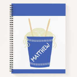 Beker van Ramen Noodles in Blue Personalized Notitieboek
