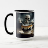 Beker van Skeleton met de naam Halloween Mok (Links)