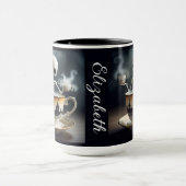 Beker van Skeleton met de naam Halloween Mok (Midden)