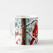 Beker van Snowman en Kardinale vrienden Koffiemok (Voorkant links)