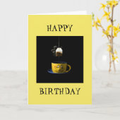 Beker van Tea Birthday Card Kaart (Gele Bloem)