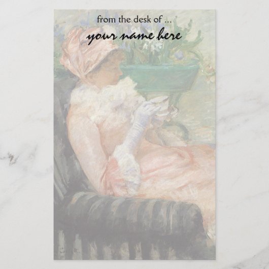 Beker van Tea door Mary Cassatt, impressionisme Briefpapier (Voorkant)