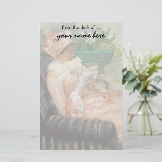 Beker van Tea door Mary Cassatt,  impressionisme Briefpapier (Staand voorkant)