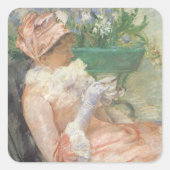 Beker van Tea door Mary Cassatt,  impressionisme Vierkante Sticker (Voorkant)