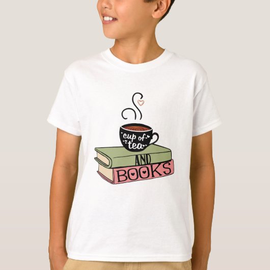 Beker van thee en boeken t-shirt (Voorkant)