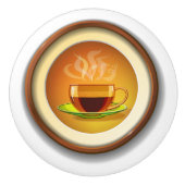 Beker van warme koffie. keramische knop (Voorkant)