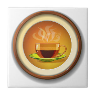 Beker van warme koffie. tegeltje