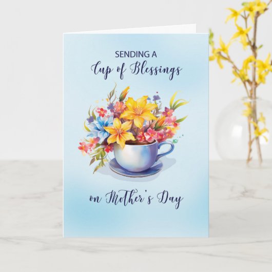 Beker van zegeningen op de Moederdag Kaart (Gele Bloem)