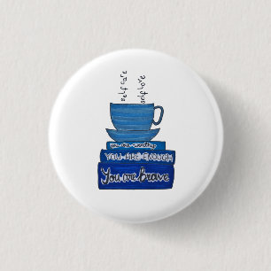 Beker van zorg en liefdesboeken ronde button 3,2 cm