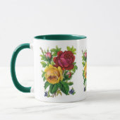 Beker Vintage Bloem Geel Rode Roos Groen Mok (Links)