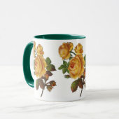 Beker Vintage Bloem Geel Roos Groen Mok (Voorkant links)