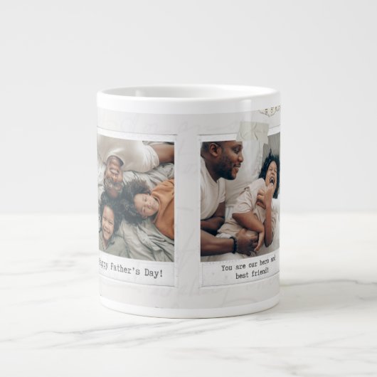 Beker voor papa-held | 3 foto-collage mok cadeau (Voorkant)