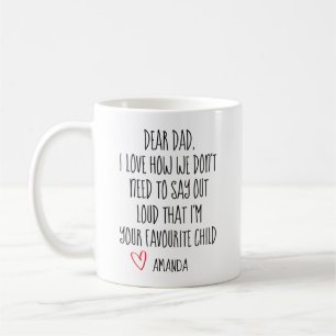Beker voor vader, favoriete kind, gepersonaliseerd koffiemok