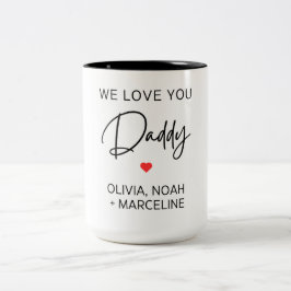 Beker voor Vaderdag met eigen naam voor papa Tweekleurige Koffiemok