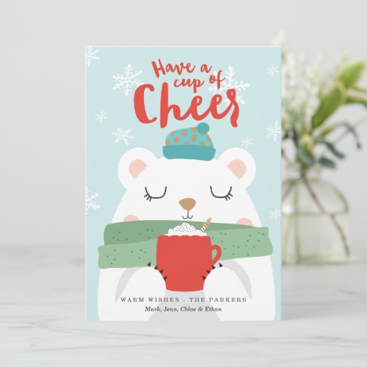 Beker vrolijkheid feestdagenkaart (Staand voorkant)