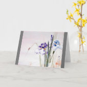 Bekergte op Iris Leaf, Watanabe Seitei Kaart (Gele Bloem)