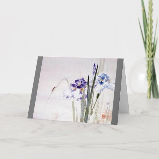 Bekergte op Iris Leaf, Watanabe Seitei Kaart (Voorkant)