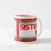 Bekerontwerp naam door zus tweekleurige koffiemok (Voorkant rechts)
