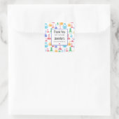 Bekers en Flasks Fun Pattern Party Dank u Vierkante Sticker (Tas)