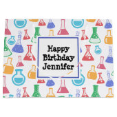 Bekers en Flasks Fun Science Patroon Verjaardag Groot Cadeauzakje (Voorkant)