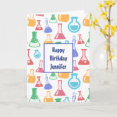 Bekers en Flasks Fun Science Patroon Verjaardag Kaart (Gele Bloem)